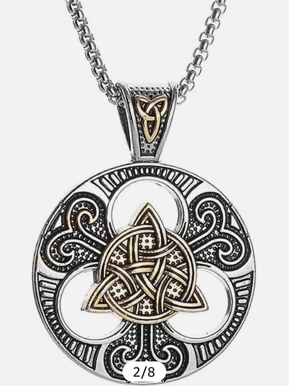 Unisex Men's Vintage Norwegian Rune Celtic Knot Necklace. - Picture 2 of 2